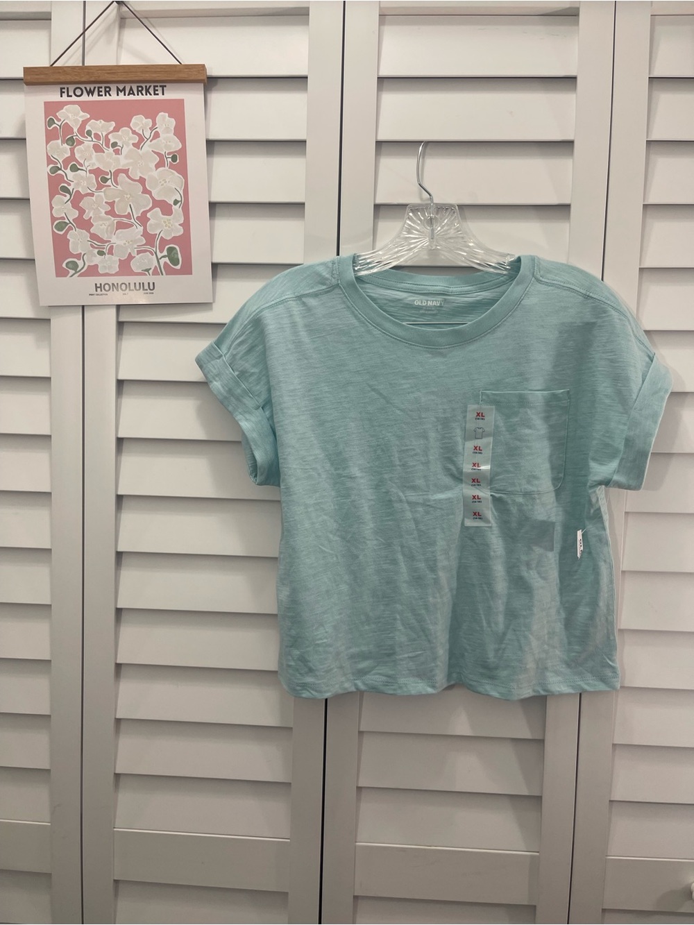 Old Navy Kids Seafoam Green Short Sleeve Pocket Tee